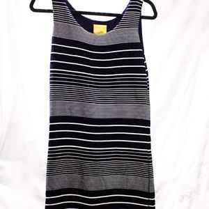 Blue and white striped dress.